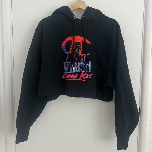 CHAMPION COBRA KAI BLACK CROPPED HOODIE - Picture 1 of 4